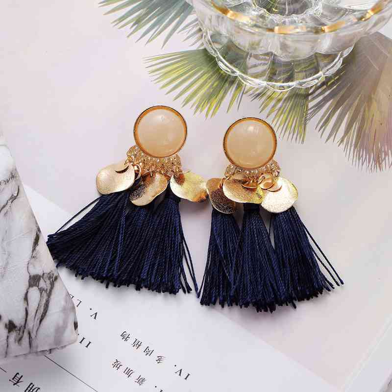 Alloy resin tassel earrings ladies hanging earrings retro style fashion jewelry birthday Valentine's Day Easter gift