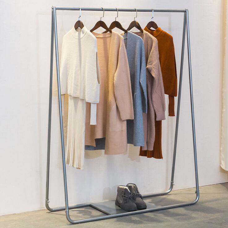 Children's clothing shelf display rack of clothing store official standard silver women's Vintage floor type clothes rack