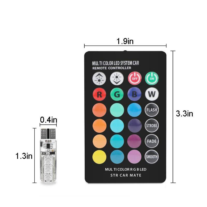 Car Atmosphere Light 12V T10 W5W RGB 5050 Bulbs with Remote Control Interior Lighting Auto Styling Lights