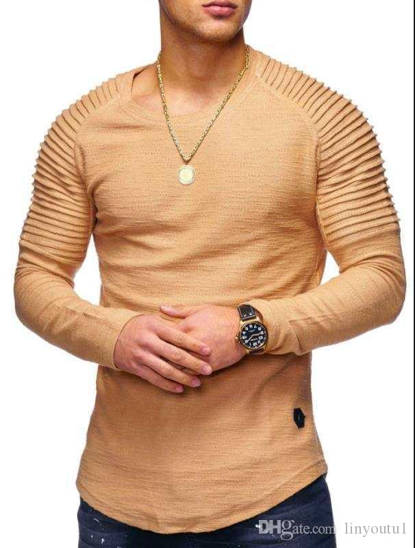 hot sale New Spring Fashion O-Neck Slim Fit Long Sleeve T Shirt Men Trend Casual Mens T-Shirt Europe and America T Shirts
