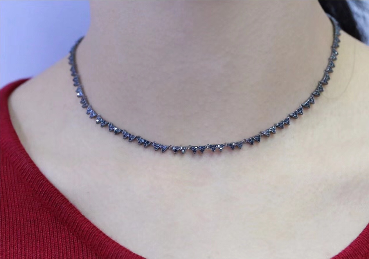 Fashion 925 Sterling Silver Triangle Zircon Collar Necklace Geometry Chokers Necklace Woman Wedding Brand Jewelry Xmas Gift