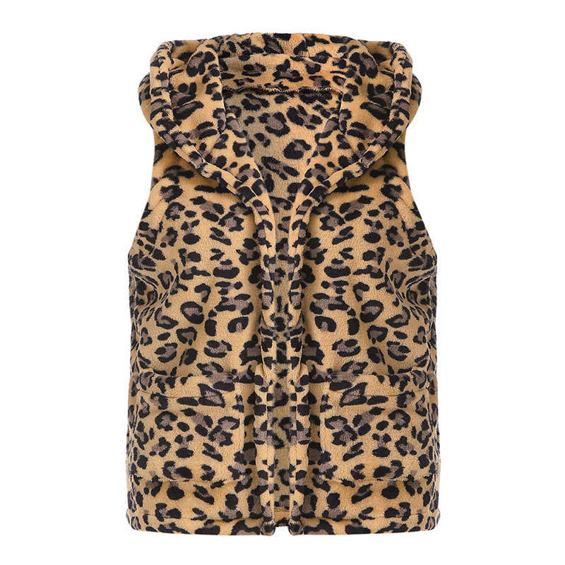 Spring Winter Womens waistcoat Leopard Faux Fur Vest Gilet Jacket Coat Outwear Cardigan Outwear