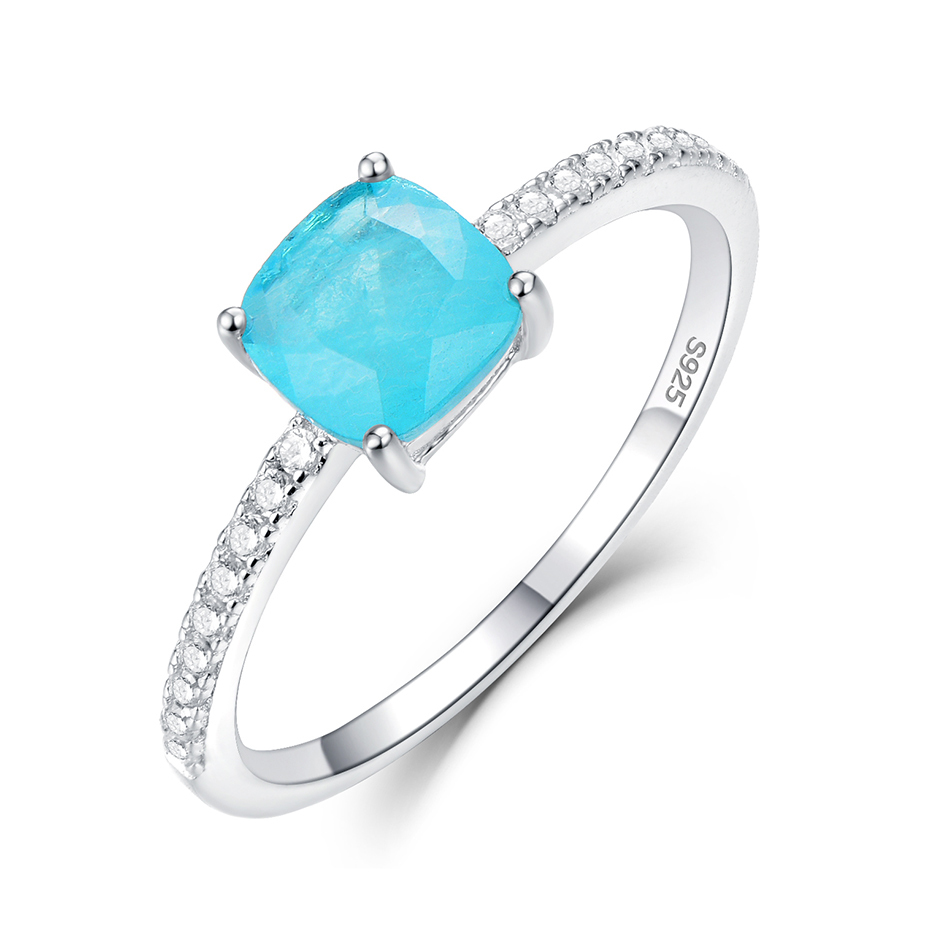 Kuololit Paraiba Tourmaline Gemstone Rings for Women Girls Solid 925 Sterling Silver Emerald Tanzanite Wedding Band Fine Jewelry LY191226