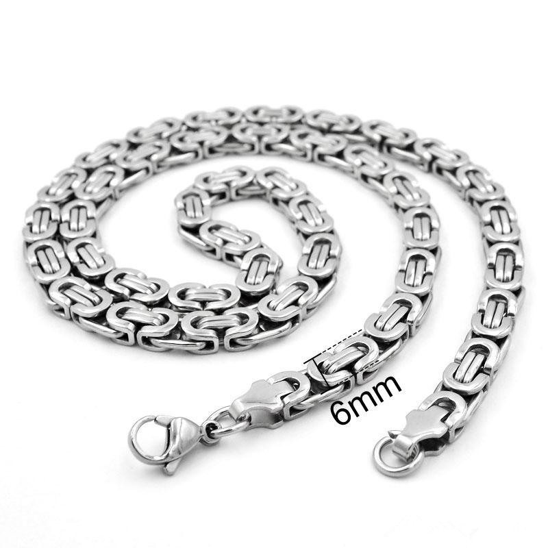 Fashion Thick Silver Necklaces Stainless Steel Necklace Unisex Byzantine Link Silver Chain Men Women Silver Coarse Necklaces Lover Gift