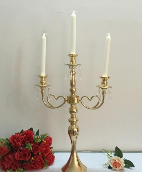 Golden 5 Heads/ 3 Arms Candelabra Candle Holders Table Wedding Centerpieces Party and Event Candlesticks Home Decoration H260310