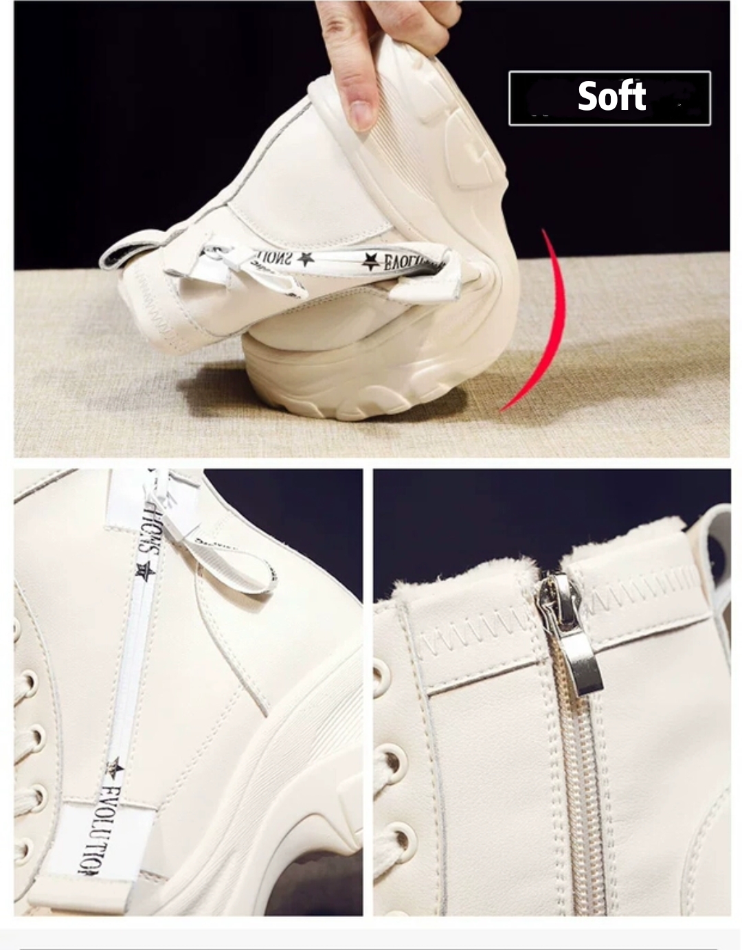 Hot Sale-Women Shoes Fall Winter Women Martin Boots Thick Cross-tied Side Zipper Martin Boots Casual Platform Mujer Snow Boots