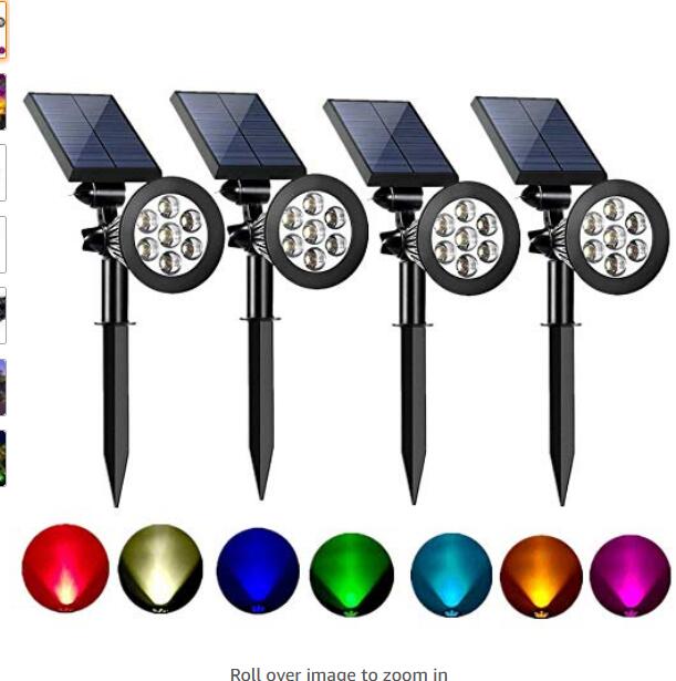 Solar Spot Lights Outdoor 2-in-1 Colored Adjustable 7 LED Waterproof Security Tree Spotlights Lawn Step Walkway Garden (4 Pack)
Solar Spot Lights Outdoor 2-in-1 Colored Adjustable 7 LED Waterproof Security Tree Spotlights Lawn Step Walkway Garden (4 Pack)