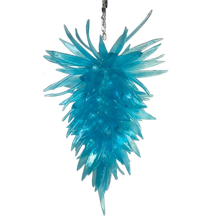 Lamp Contemporary Turquoise Pendants Lamps Hand Blown Hanging Crystal Chandeliers 48 Inches LED Bulbs Murano Glass Pendant Chandelier