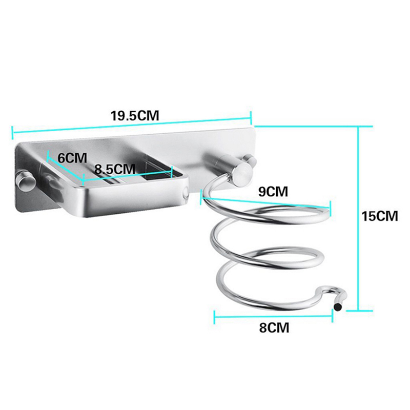 Aluminum Hair Dryer Shelf Bathroom Straightener Storage Rack Wall Mounted Hairdryer Holder Bath Supplies