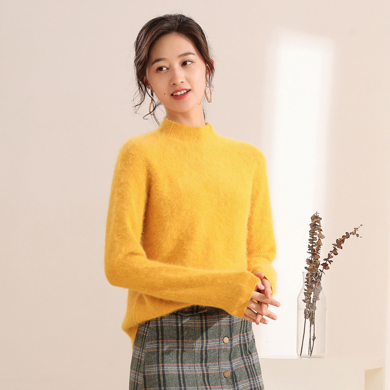 Mink Cashmere Sweaters for women half turtleneck full sleeves short casual thick sweater solid soft warm winter pullover, Beige
Mink Cashmere Sweaters for women half turtleneck full sleeves short casual thick sweater solid soft warm winter pullover, Beige
