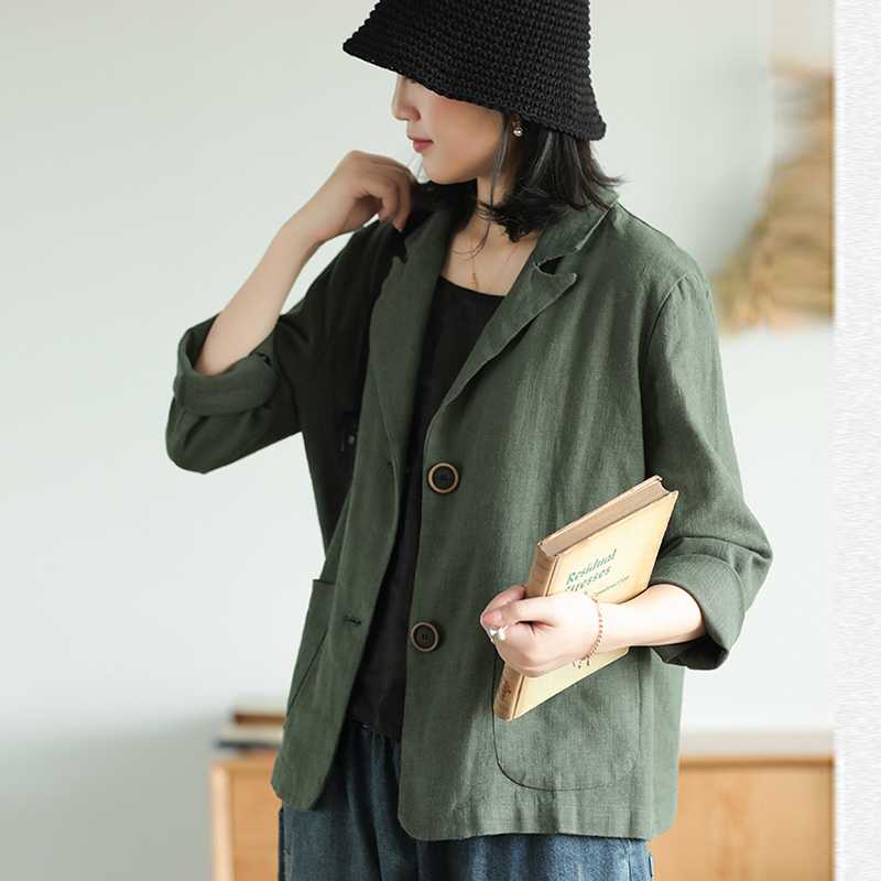 NINI WONDERLAND 2020 Ramie Cotton Small Suit Jacket Female Korean Retro Blazer Tops Women Two-button Spring Autumn Cardigan Coat, Beige
NINI WONDERLAND 2020 Ramie Cotton Small Suit Jacket Female Korean Retro Blazer Tops Women Two-button Spring Autumn Cardigan Coat, Beige