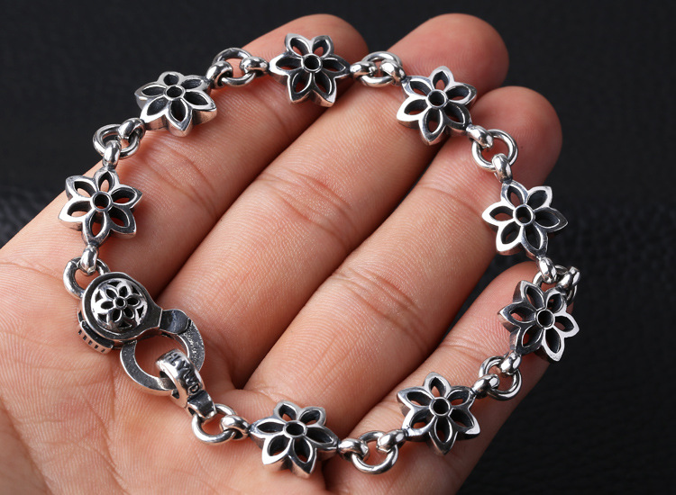 925 Sterling silver jewelry designer hand-made cherry blossom bracelet designed with unique closure clasps