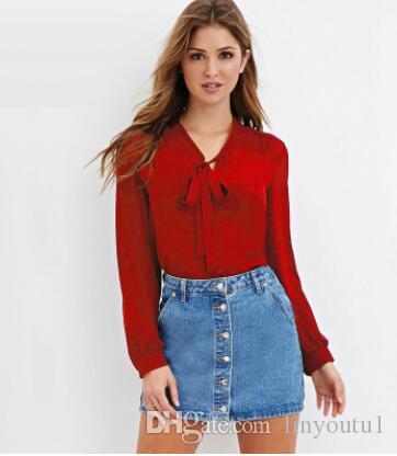 2020 New Arrival Women Bow White Pink White Chiffon Blouse Stylish Business Formal Office Shirt Long Sleeve Overalls Plus Size