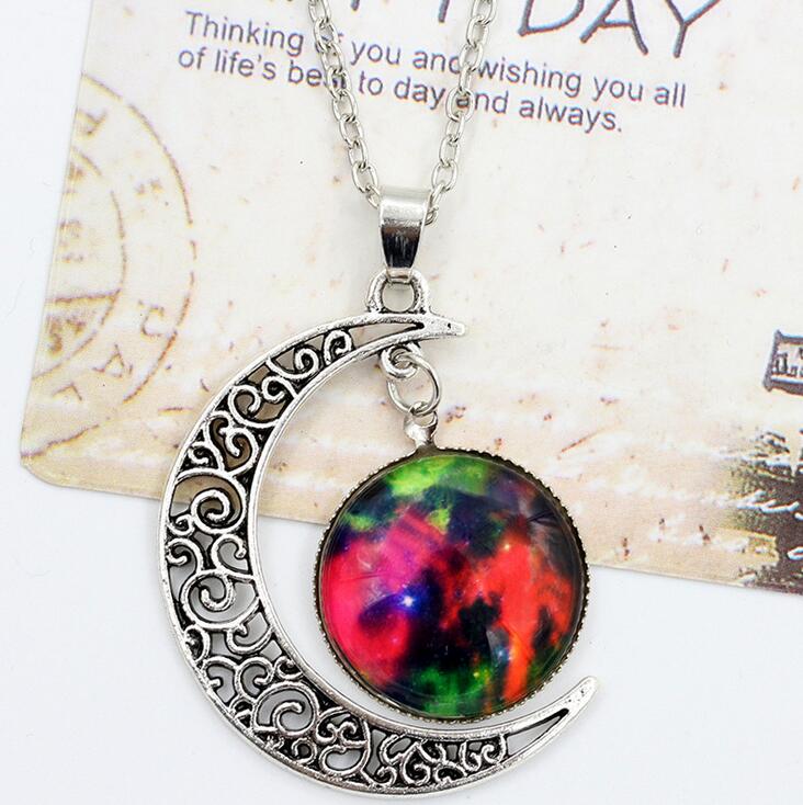 Interstellar gemstone necklace, alloy jewelry wholesale Moon Pendant DJN199 mix order Pendant Necklaces jewelry