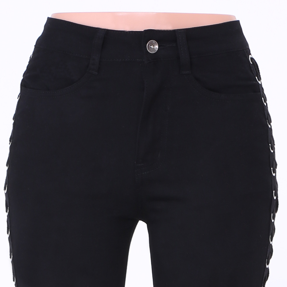2020 Slim Jeans for Women New Sexy Fashion Ripped Skinny Bandage Metal Denim Hole High Waist Pencil Jeans Plus Size