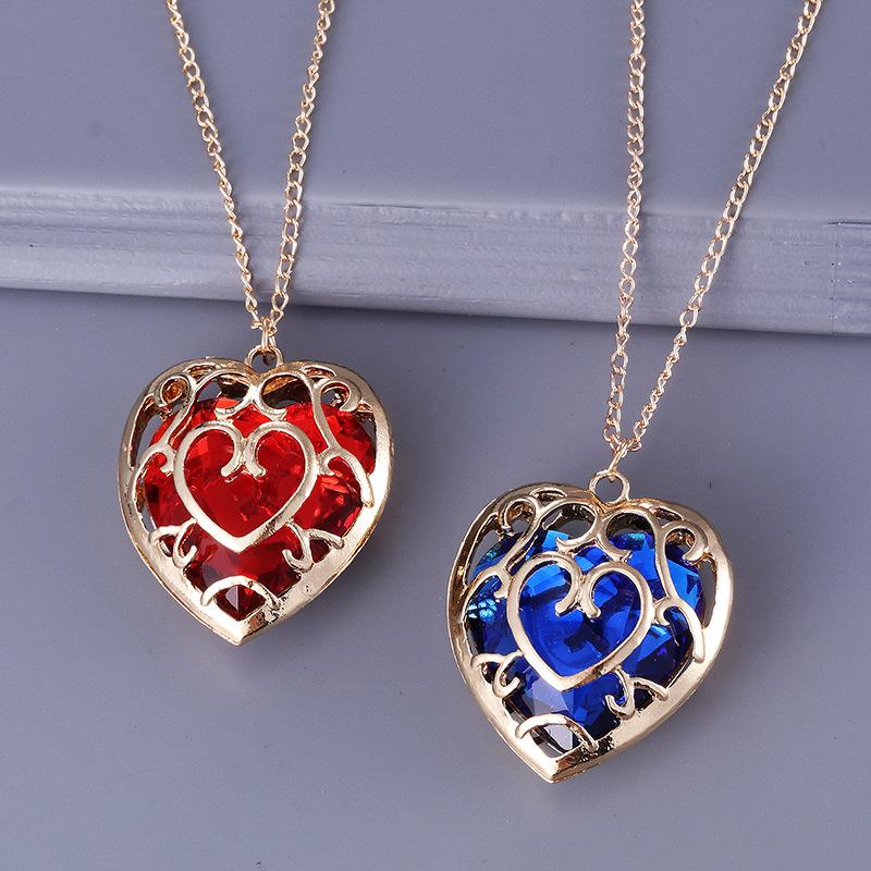 Legend Of Zelda Keychain Fashion Love Heart Shape Pendant Key Rings Bag Charms Car Keys Holder With Rhinestone Chain Necklace Gifts Jewelry Accessorie