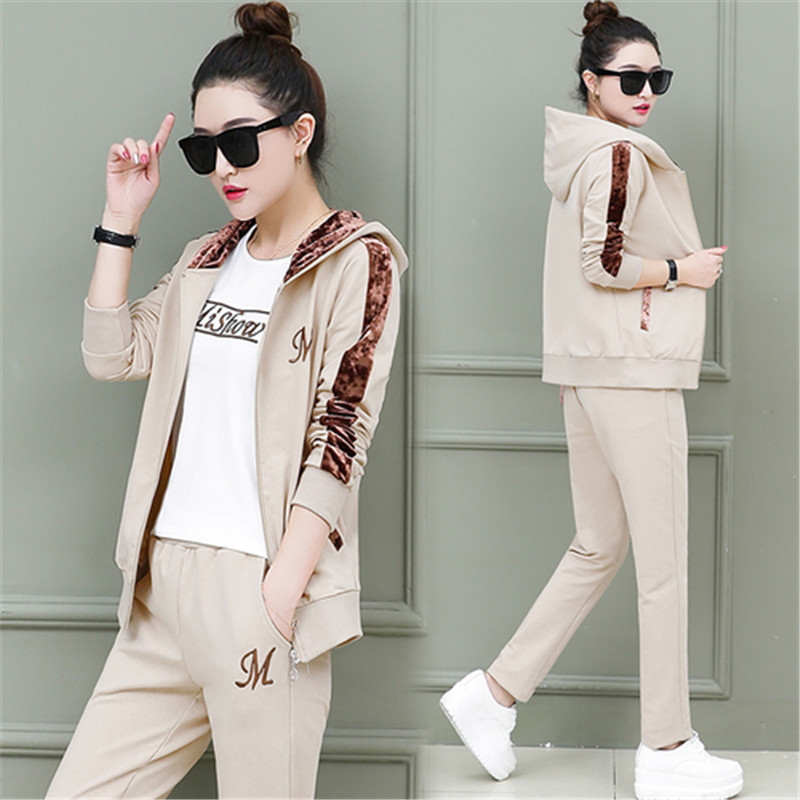 Womens Sports Suits Hooded Tops Tracksuit 3 Piece Set Women Sportswear Jogging Track Suit Women Sport Set Three Piece Female
