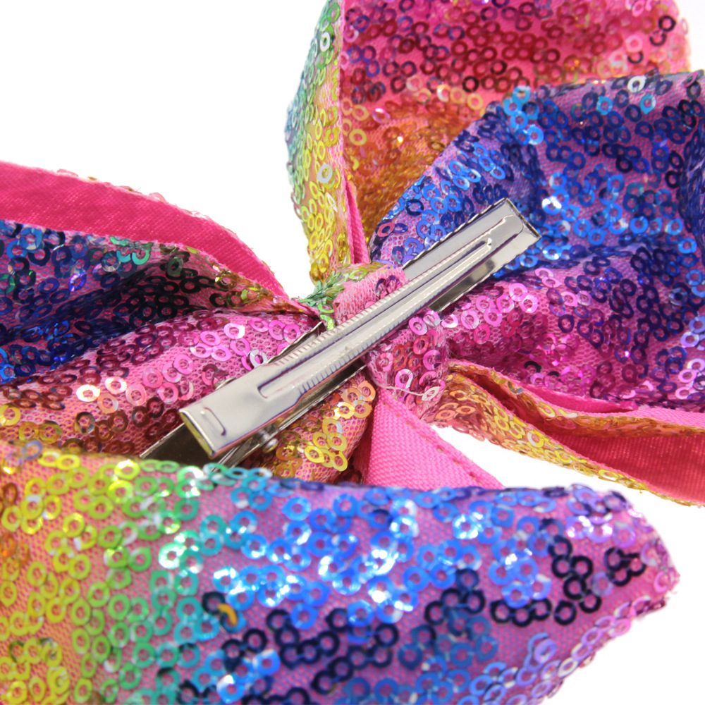 8 inch Big Large Sequin Grosgrain Ribbon Hair Bow Alligator Clips Barrette Bowknot Headwear Children Girls Hair Accessories