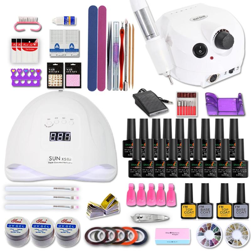 Nail Set with Nail Lamp Nails Art Decorations Optional 18/10 pcs Gel Base Top Coat Extension Gel Electric drill kit
Nail Set with Nail Lamp Nails Art Decorations Optional 18/10 pcs Gel Base Top Coat Extension Gel Electric drill kit