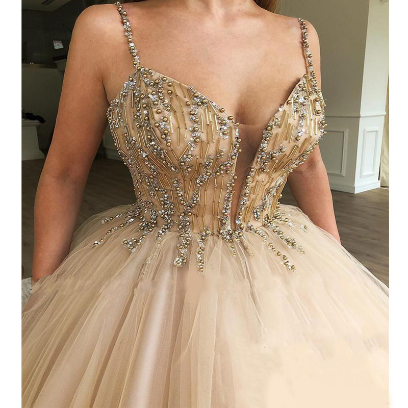 Luxury Gold Sequined Sweet 16 Quinceanera Dresses 2020 Ball Gown Beaded Debutante Masquerade Vestidos De 15 Anos