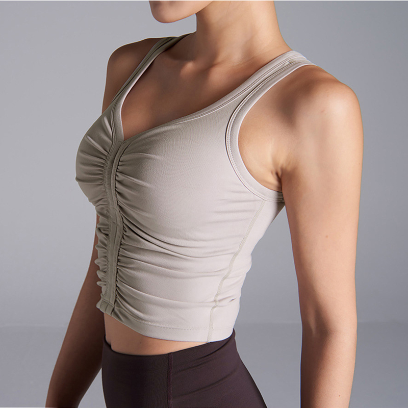 Nude Feel Yoga Bra Pleated Fake Single Breasted Crop Top Bra High Impact Sport Quick Drying Push Up Sport Top Sportswear, Green
Nude Feel Yoga Bra Pleated Fake Single Breasted Crop Top Bra High Impact Sport Quick Drying Push Up Sport Top Sportswear, Green