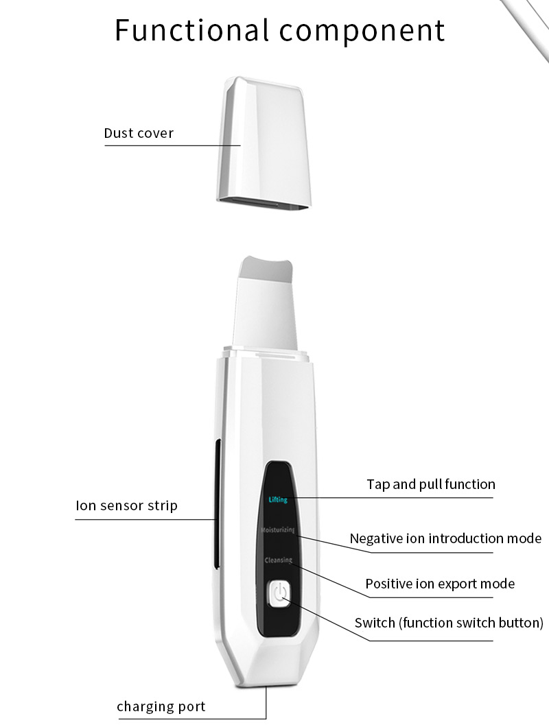 Ultrasonic Ion Skin Scrubber Deep Face Cleaner Peeling Pore Cleanning Massage Firming Cleansing Moisturizing Lifting Facial Skin Care Tool