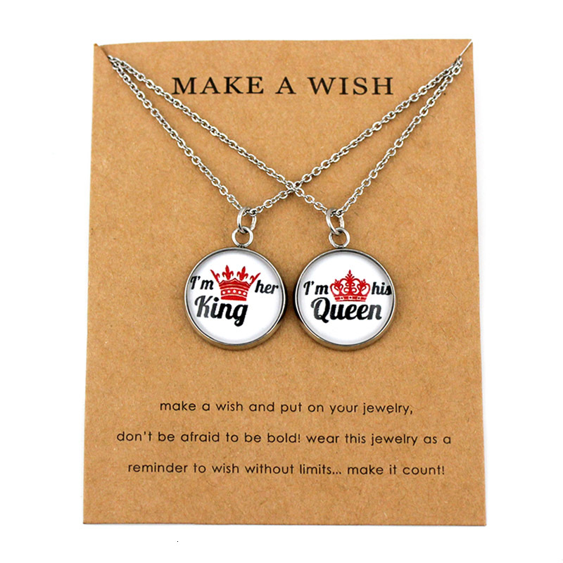 (a Set) Her King His Queen Silver Pendant Necklaces Lover's Women Men Unisex Necklace Fashion Trendy Jewelry Christmas Gift
(a Set) Her King His Queen Silver Pendant Necklaces Lover's Women Men Unisex Necklace Fashion Trendy Jewelry Christmas Gift
