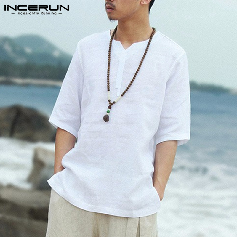 INCERUN Casual Vintage Mens Shirt Half Sleeve V Neck Retro Tops 2020 Solid Color Leisure Shirts Men Camisa Plus Size 5XL Summer, White shirt
INCERUN Casual Vintage Mens Shirt Half Sleeve V Neck Retro Tops 2020 Solid Color Leisure Shirts Men Camisa Plus Size 5XL Summer, White shirt