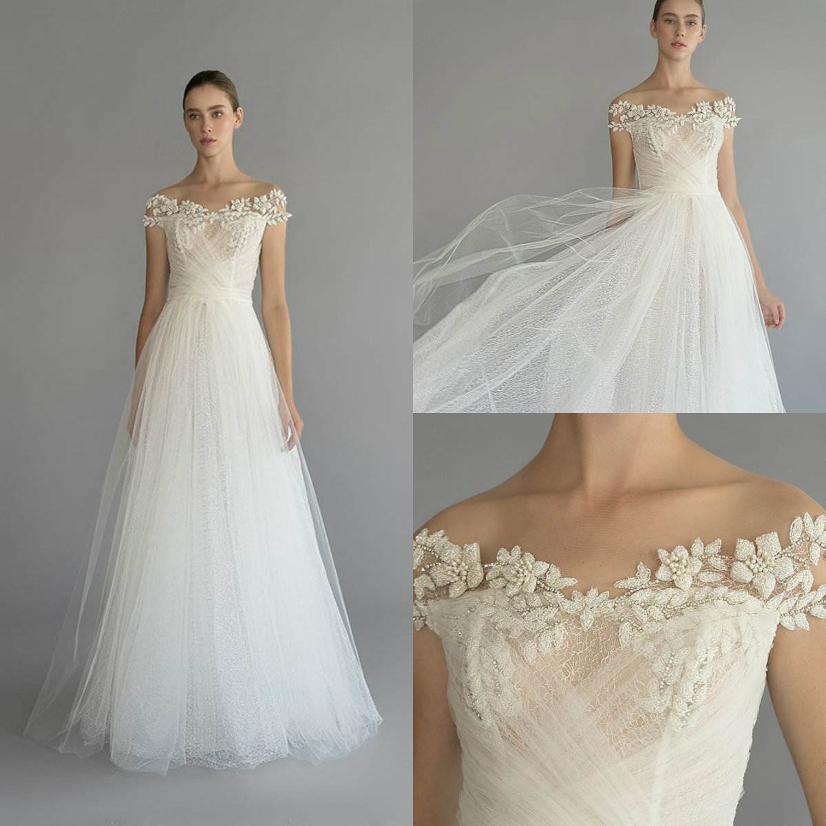 2020 Beach Boho Wedding Dresses Off The Shoulder Lace 3D Floral Appliqued Beads Bohemia Wedding Gown Custom Made Plus Size Vestidos de Novia