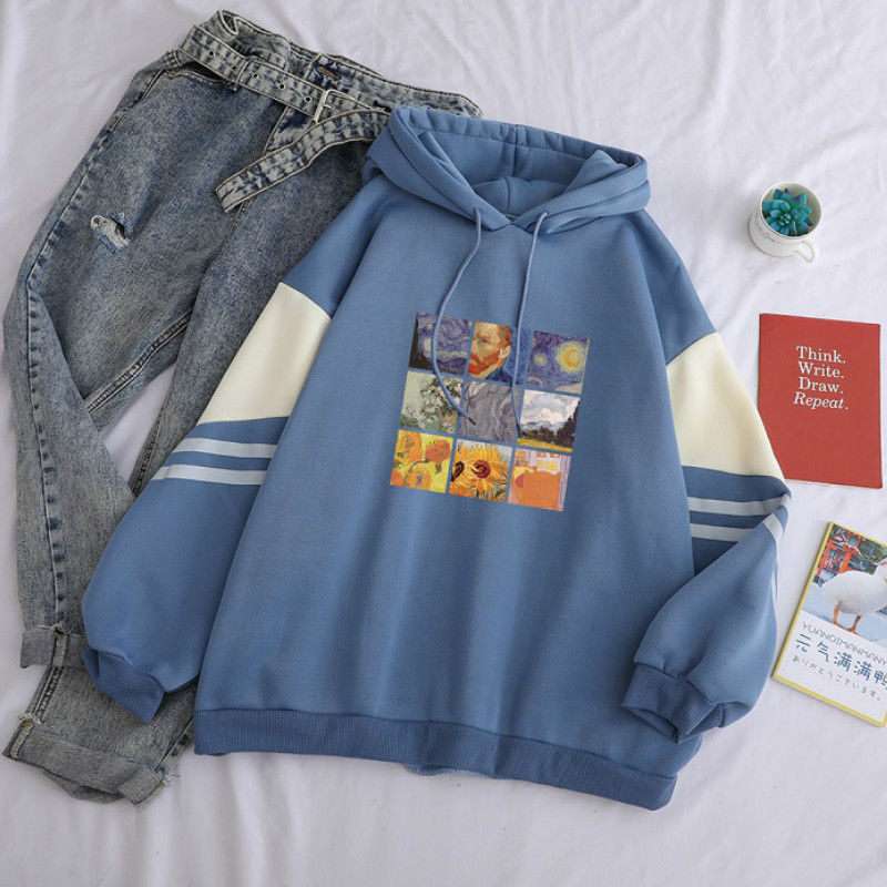 Women Oil Painting Pullover Thick Loose Women Hoodies Hot Contrast Color Comfortable Sweatshirt Female for Autumn Winter 2020 for Wholesale, White
Women Oil Painting Pullover Thick Loose Women Hoodies Hot Contrast Color Comfortable Sweatshirt Female for Autumn Winter 2020 for Wholesale, White
