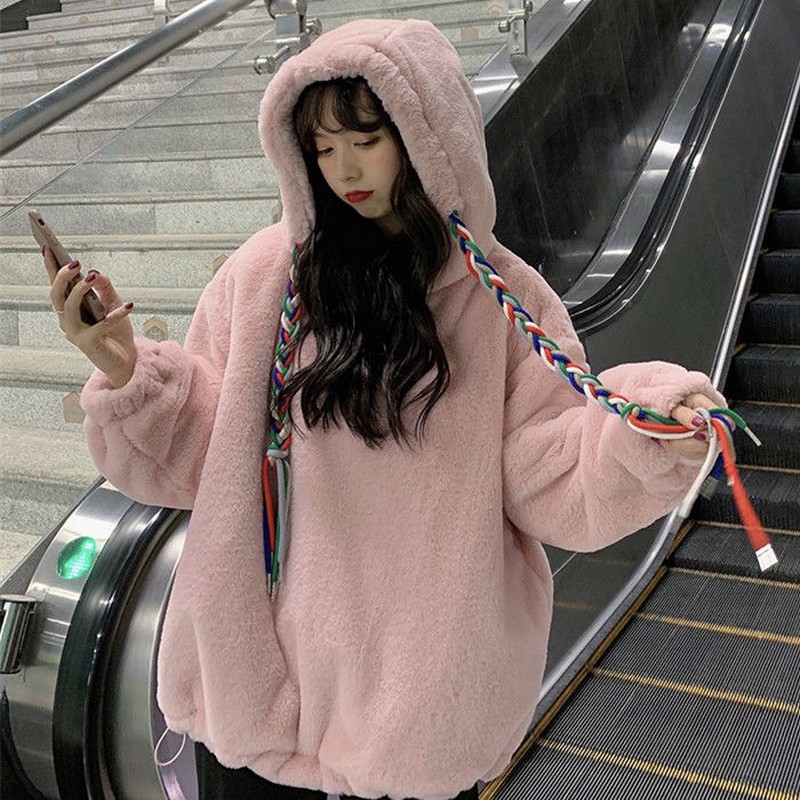 kawaii long sleeve hoodies womens tops lamb skin sweatershirt plus velvet thicked oversized womens tops solid hoodies, Gray
kawaii long sleeve hoodies womens tops lamb skin sweatershirt plus velvet thicked oversized womens tops solid hoodies, Gray