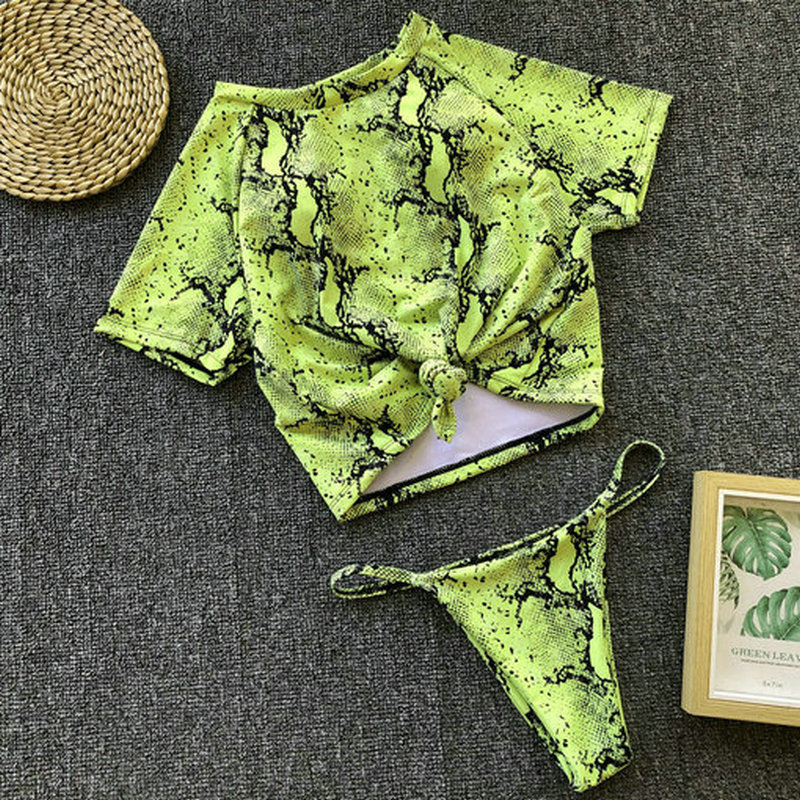 9 Colors Designer Women Bikini Set Sexy Retro Front Tie Knot Tshirt Top Bikini Bathing Suit Female Padded Swimsuit Micro Thong Sw