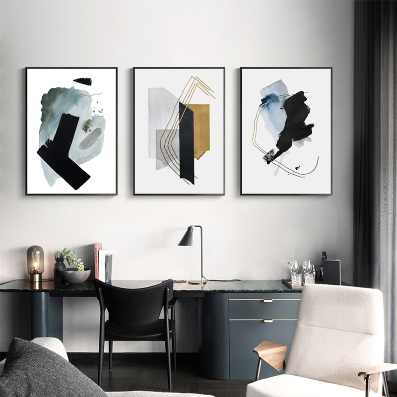 Modern Abstract Black Ink Canvas Painting Office Wall Art Decorative Pictures Poster Prints for Living Room Interior Home Decor