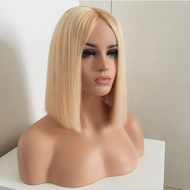 Kylie jenner style Middle part short Blonde Lace Front Wig Brazilian 613 Short Bob Wigs For Black Women Natural synthetic Wigs
