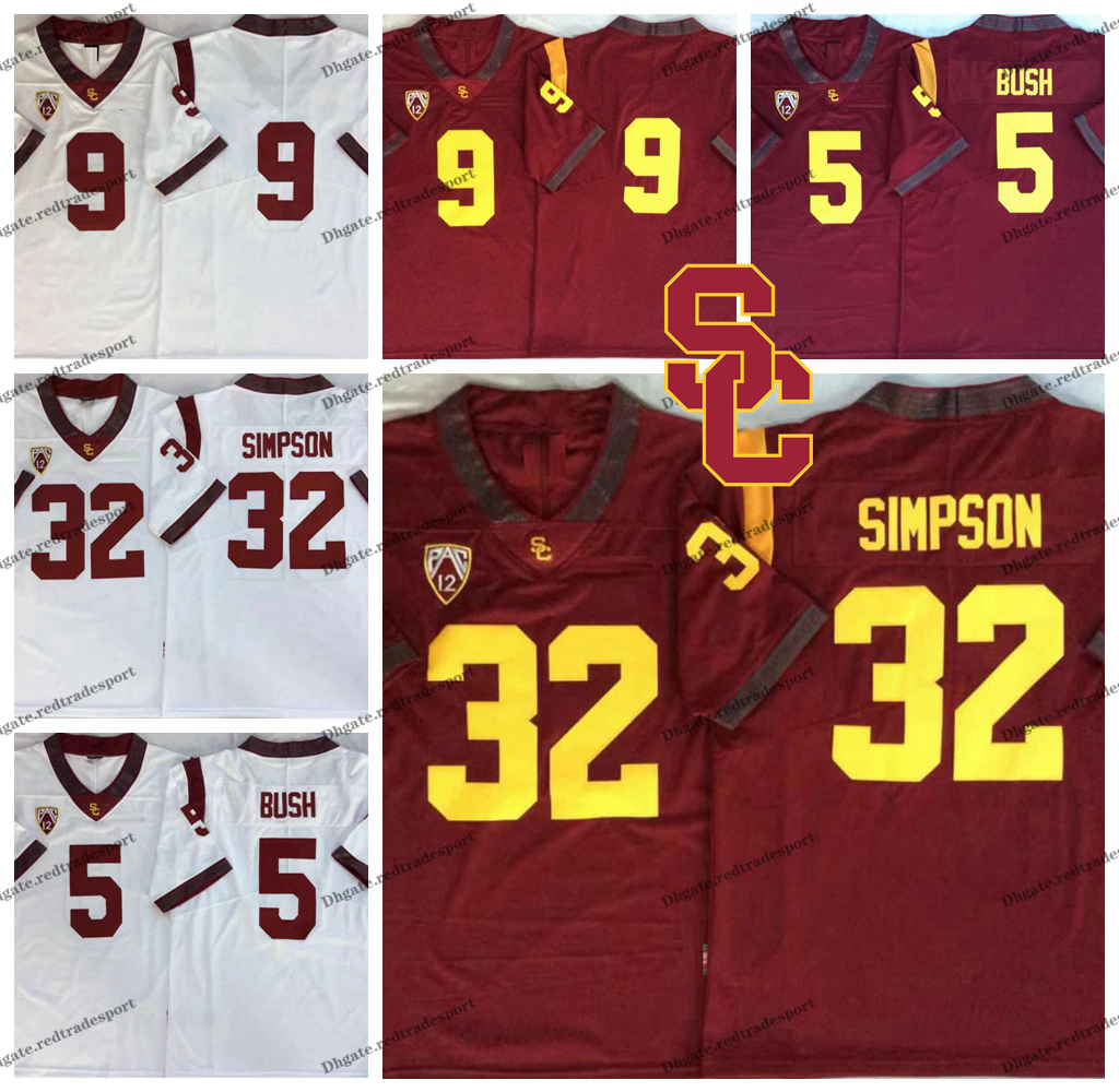 2020 USC Trojans #32 O.J Simpson #9 JuJu Smith-Schuster #5 Reggie Bush College Football Jerseys Stithed Shirts от DHgate WW
