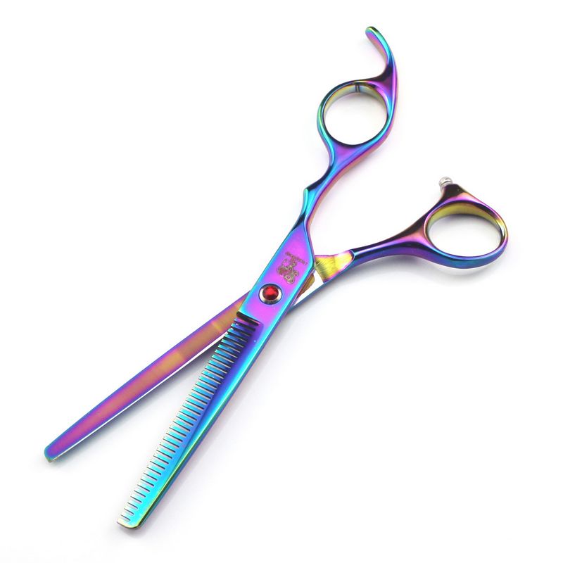 with retail packing poetry kerry 7.0 inch 6CR 62HRC hair Cutting/thinning scissors kit rainbow hair scissors set + comb