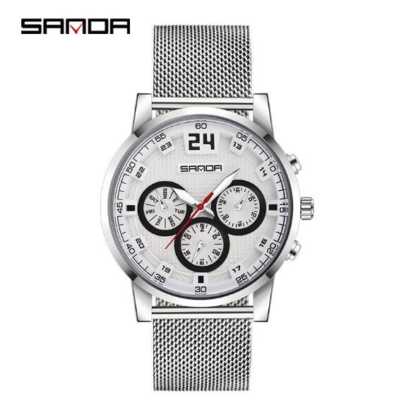 New business fashion watch three-eye imitation six-pin casual waterproof mesh belt men's watches
New business fashion watch three-eye imitation six-pin casual waterproof mesh belt men's watches