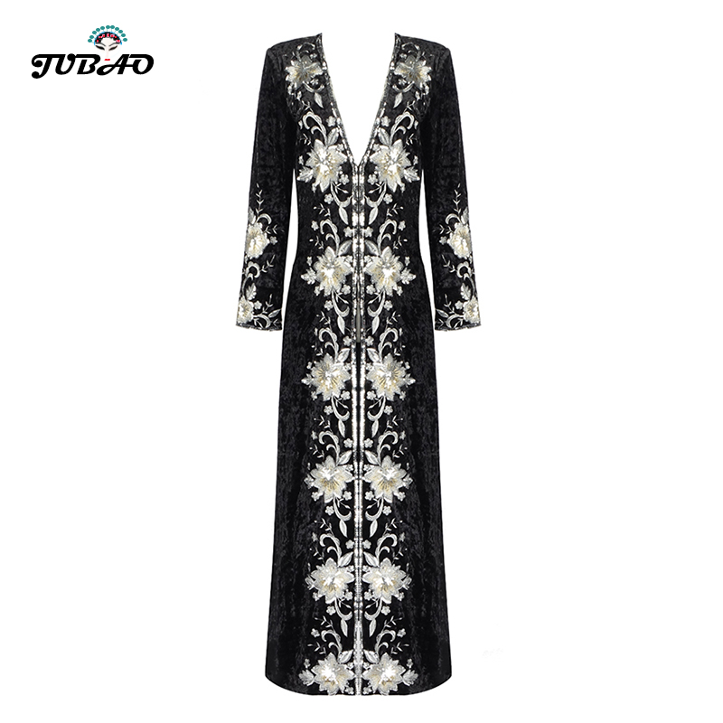 Long Sleeved clong coat Black Retro Embroidered Lace Velvet Sequin Bodycon Club Party Coat for women 2020 Chinese style Designer
Long Sleeved clong coat Black Retro Embroidered Lace Velvet Sequin Bodycon Club Party Coat for women 2020 Chinese style Designer