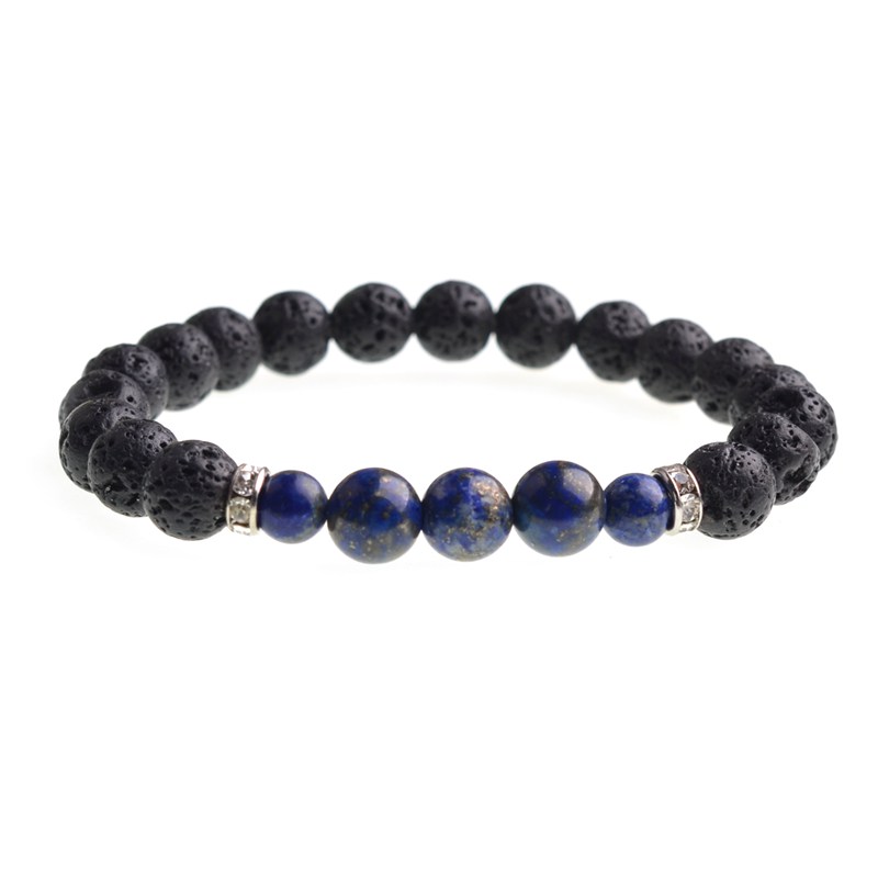 Lava beads men's and women's 8mm rock double beads yoga stretch fashion pop bracelet jewelry