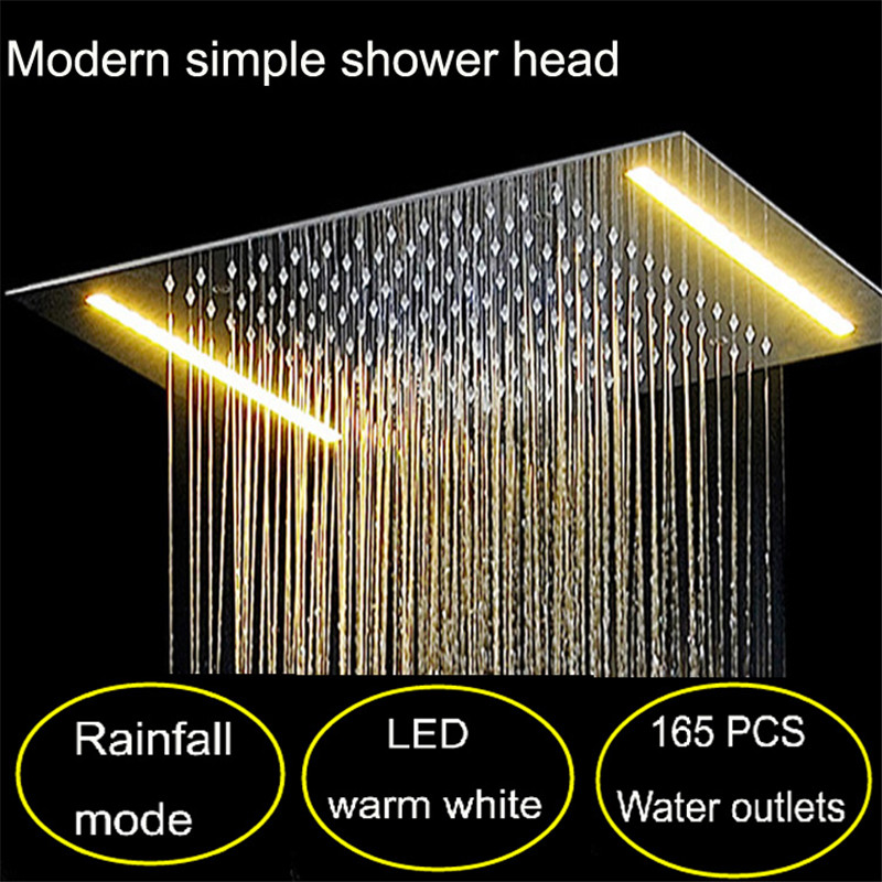 Bathroom LED Shower Head Bathroom Accessories Water Saving Embedded Ceiling Overhead Rain System panel 360x500mm