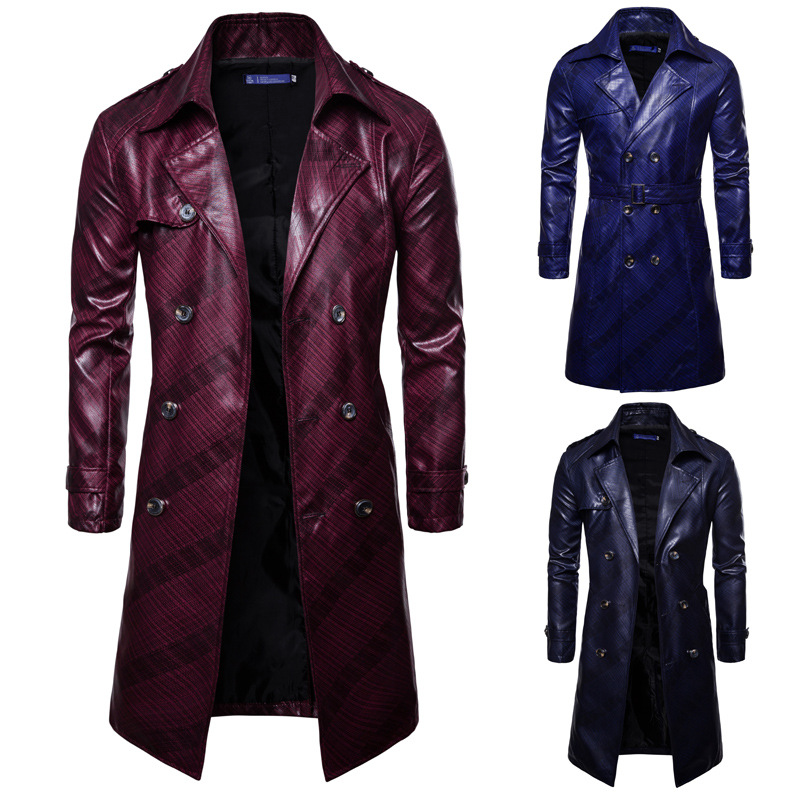 2018 Autumn and Winter New Men's Jacket Amazon Casual Double-breasted Imitation Leather Coated Coat Lapel Slim Coat, Blue
2018 Autumn and Winter New Men's Jacket Amazon Casual Double-breasted Imitation Leather Coated Coat Lapel Slim Coat, Blue