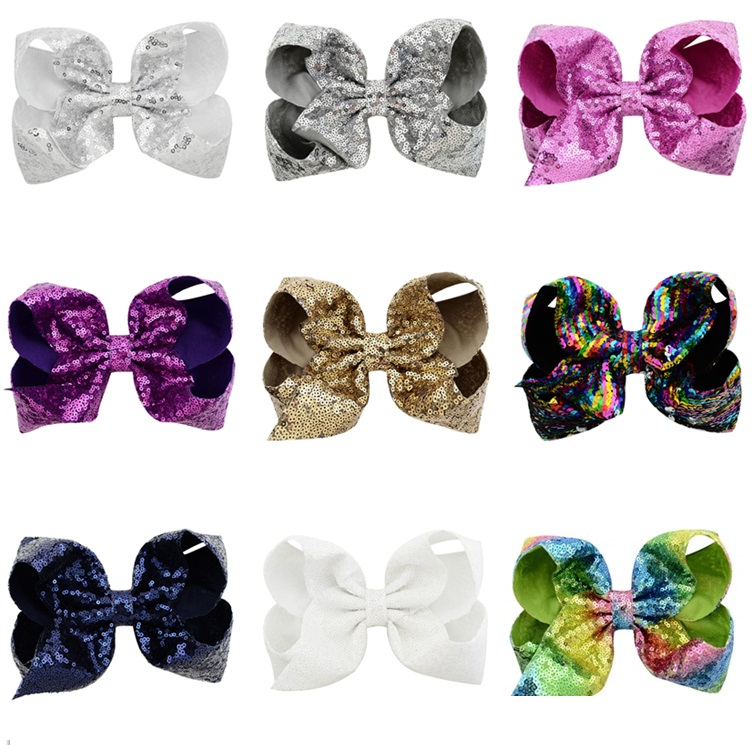 8 inch Sequin Hair Bow Mermaid Hairpin Baby kids Child Hairpin Headdress Colorful Mermaid Hair Clip Hair Accessories 6040