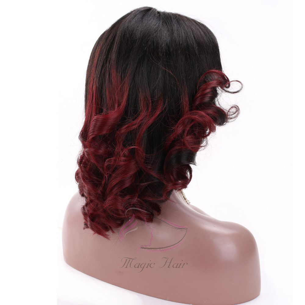 T1b/99j Color Good Quality 4x4 Lace Closure Human Hair Wigs Pear Flower Wave Brazilian Human Hair Wigs 130% Density 150% Density