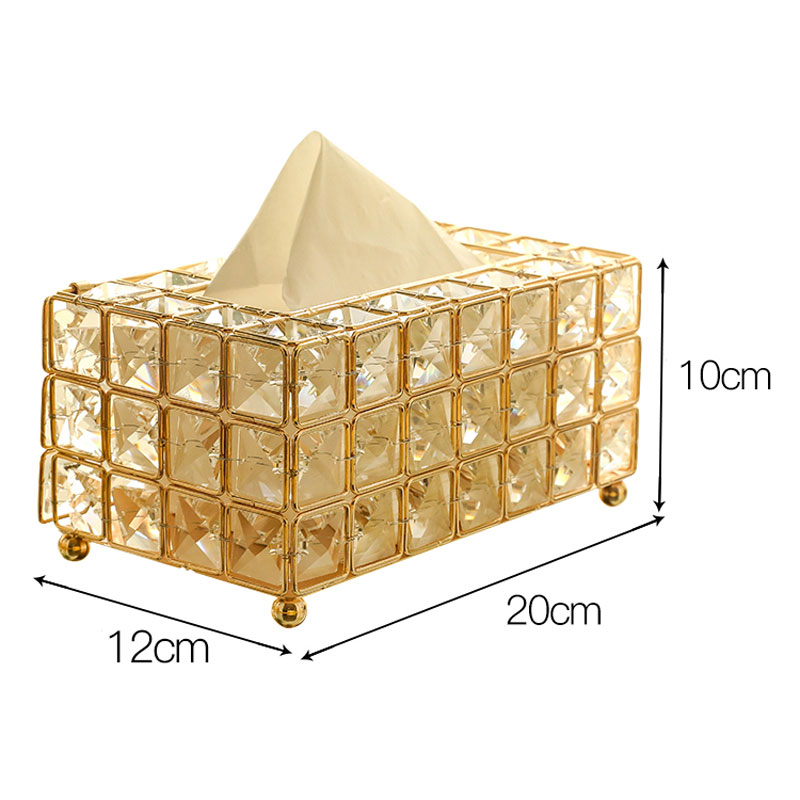 Metal Crystal Tissue Box Removable Tissue Napkin Holder Kitchen Living Room Dining Room Decoration Napkins container