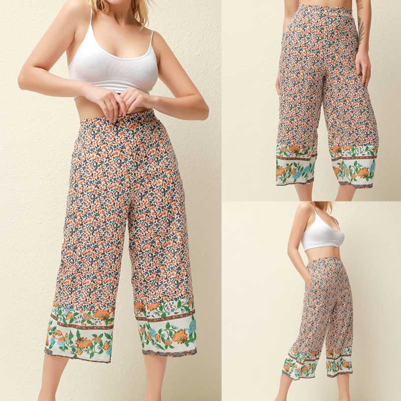 Women' Floral Geometric Print Elastic High Waist Sashes Long Wide Leg Pants Loose Culottes Maxi Trousers, As picture
Women' Floral Geometric Print Elastic High Waist Sashes Long Wide Leg Pants Loose Culottes Maxi Trousers, As picture