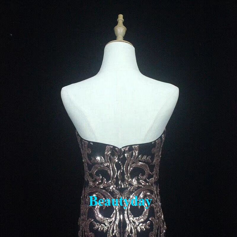 Real Image Sparkling Gold Sequins Lace Prom Dresses 2019 New Formal Evening Party Special Occasion Dress Dubai 2k19 Black Girl Couple Day