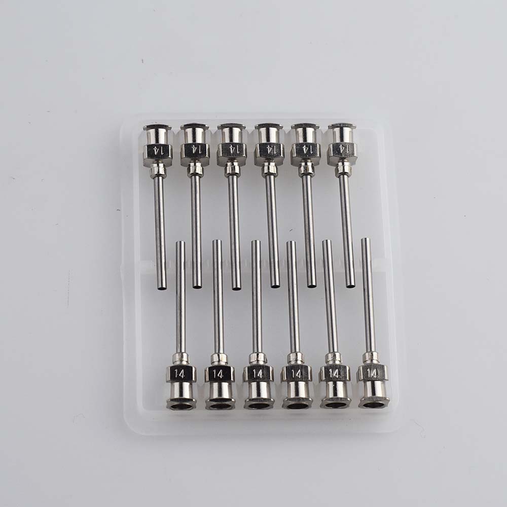 14G Dispensing Needle 1" All Metal, Stainless Steel Blunt Tip Luer Lock 12 Pack