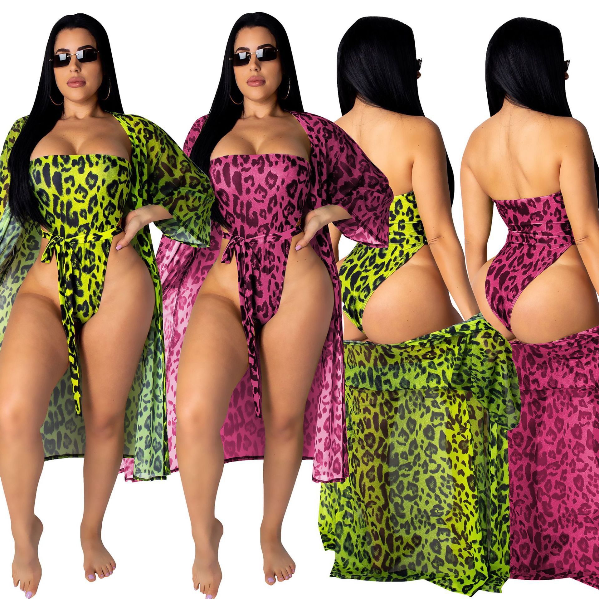 HISIMPLE 2019 Women women summer beach tracksuit leopard print strapless bodysuit two piece set cloak swimsuit tracksuit Chiffon outfits, White;black
HISIMPLE 2019 Women women summer beach tracksuit leopard print strapless bodysuit two piece set cloak swimsuit tracksuit Chiffon outfits, White;black
