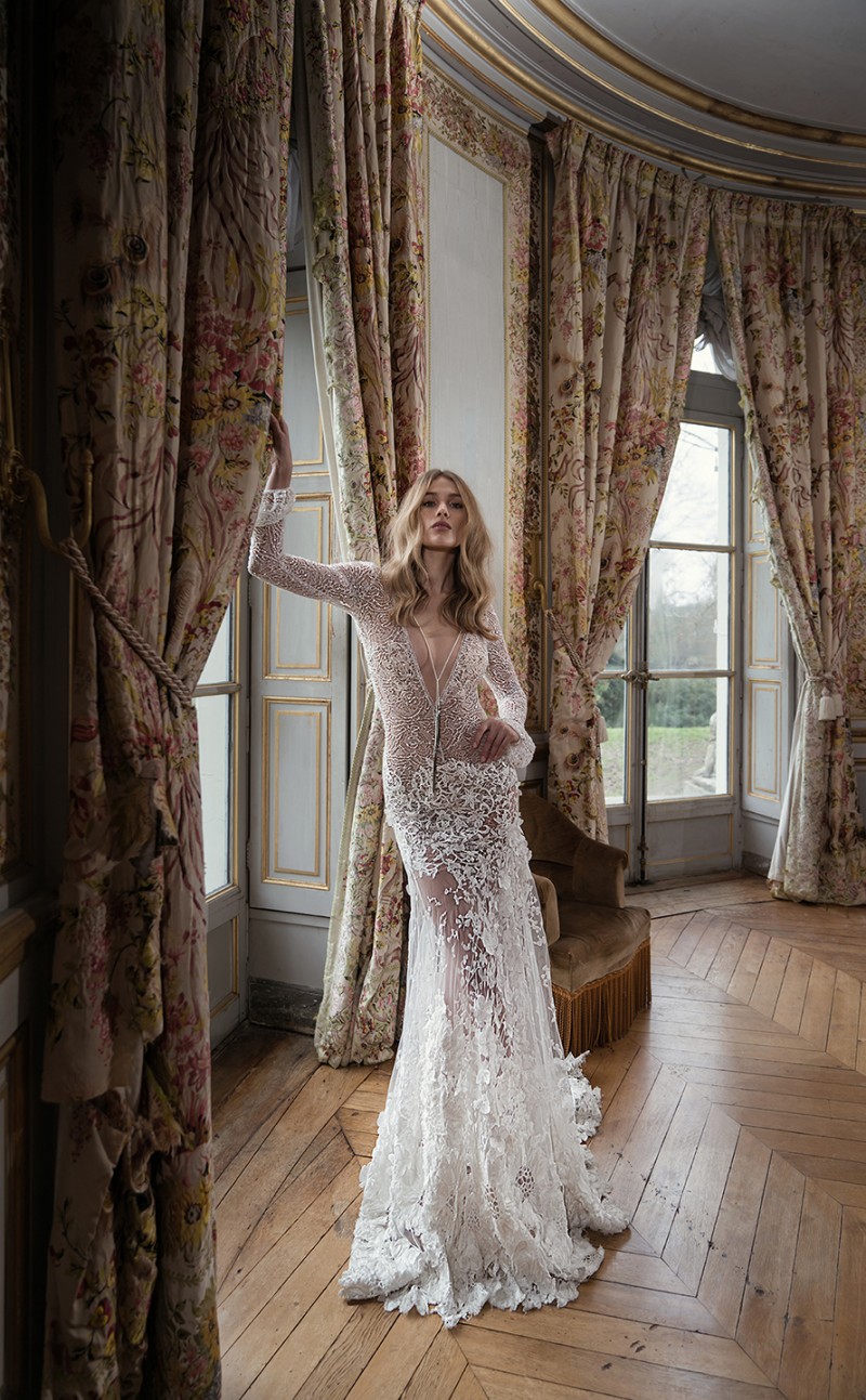 Inbal Dror 2019 Bohemia Wedding Dresses Mermaid V Neck Lace Sequins Long Sleeve Backless Country Bridal Gowns Plus Size robe de mariée