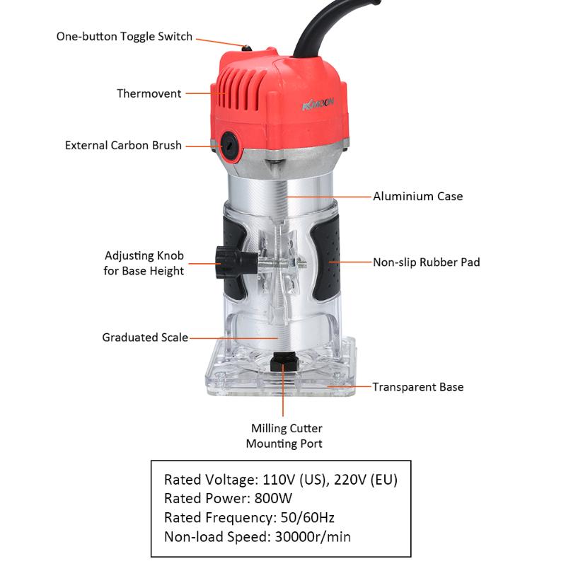 110V 800W Angle Grinder Polishing Machine Trim Router 30000r/min Electric Trimmer for Woodworking Trimming Slotting
110V 800W Angle Grinder Polishing Machine Trim Router 30000r/min Electric Trimmer for Woodworking Trimming Slotting